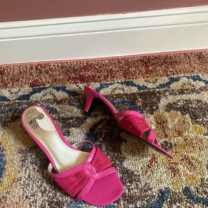 Pink kitten heel sandals